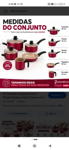 Kit Panela antiaderente panelux
