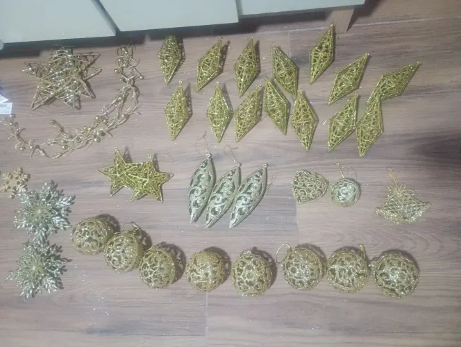 Kit Natal enfeites dourados