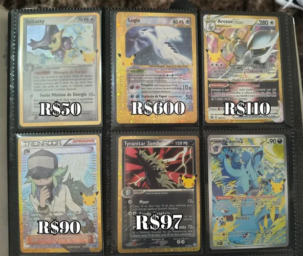 Lote de cartas pokémon douradas de 30 anos