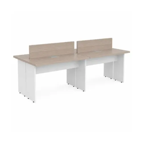 Mesa Plataforma Escritório 4 Lugares Com Divisórias Passa Cabos Fresno Branco 71120