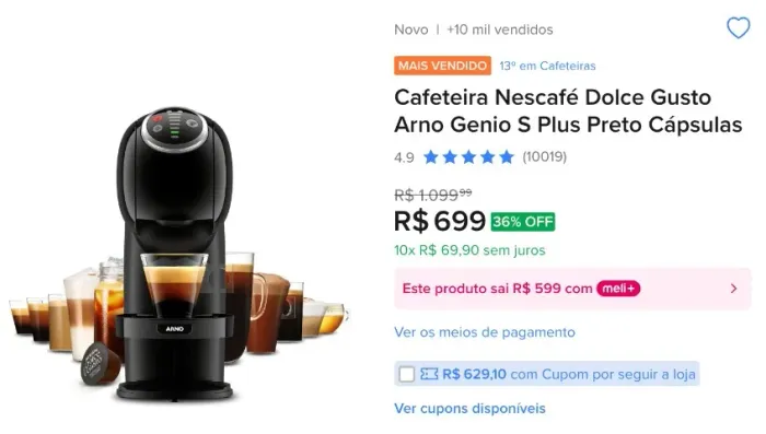 CAFETEIRA DOLCE GUST S PLUS