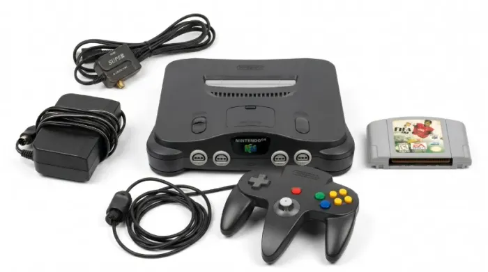 console nintendo 64 standard preto original + 1 controle + fifa 99 + fonte e cabo de vídeo