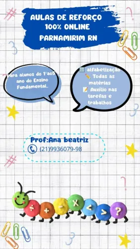 ? Aulas de Reforço Online | 1º ao 5º Ano - Parnamirim/RN