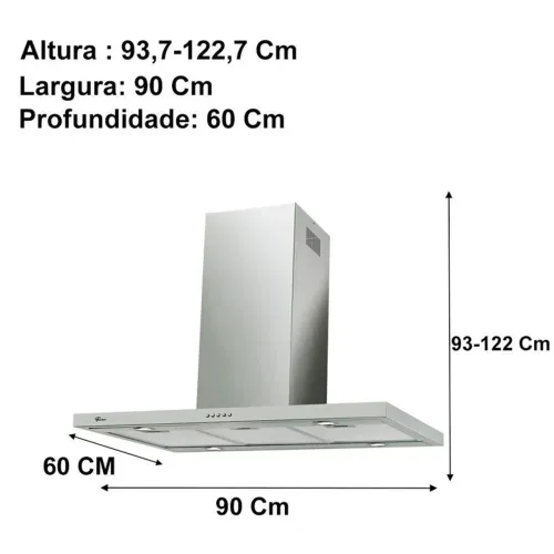 Coifa de parede nova na caixa