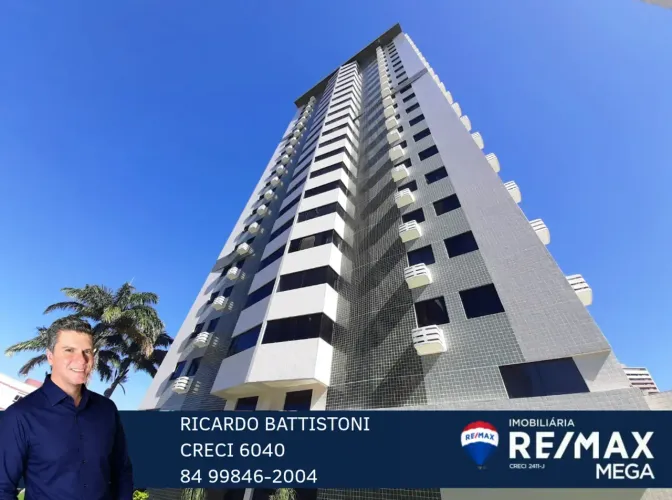 Apart. de 109 m² no Cond. Clube Oceano em Capim Macio, 3 dormitórios c/ suíte, 2 vagas, ao