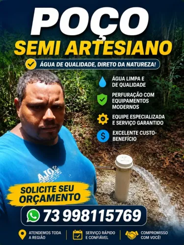 PRECISO DE PERFURAÇÃO DE POÇO SEMI ARTESIANO, SERVIÇO ELÉTRICO E HIDRÁULICO