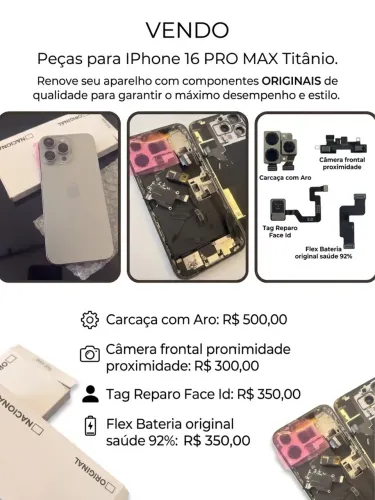 Carcaça + peças IPHONE 16 PRO MAX Titânio