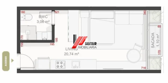 Apartamento Studio com Varanda à Venda no Teahupoo Santa Mônica