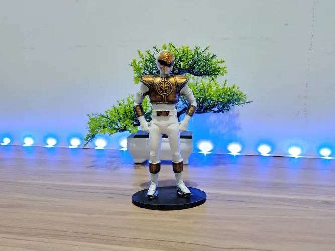 BONECO POWER RANGER BRANCO COLECIONAVEL EM RESINA 