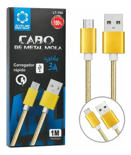 Cabo Micro Usb Turbo V8 3a Carga Rápida 1m.