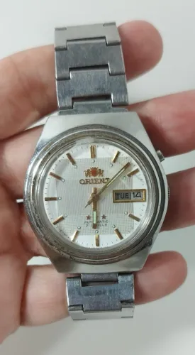 Relógio Orient 3 Estrelas Vintage pulseira de aço inoxidável prateada