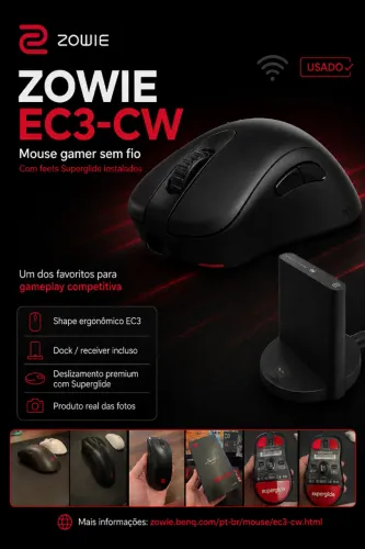 MOUSE GAMER ZOWIE ECW-C3 COM FEETS SUPERGLIDE