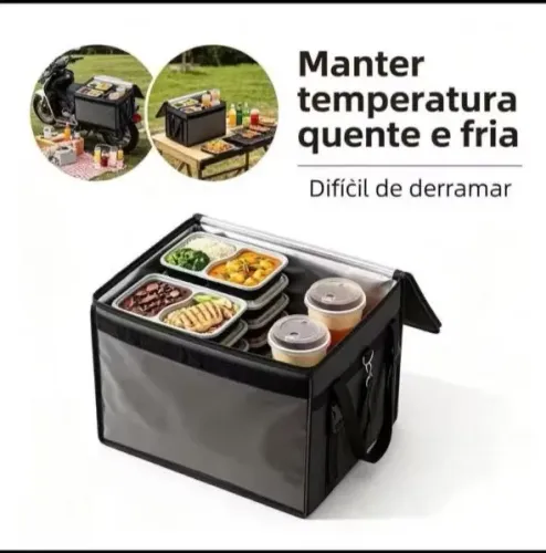 Caixa térmica para entrega de alimentos, bolsa isolante impermeável para motocicleta