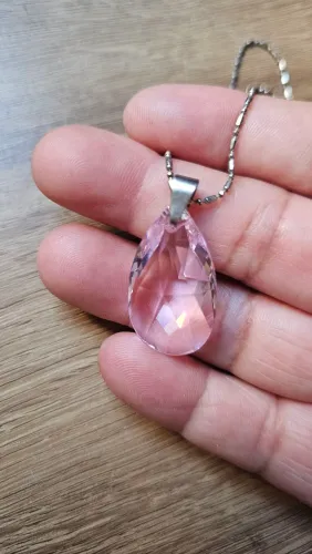 Pingente com cristal rosa Swarovski