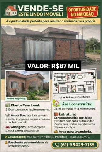 CASA COM LAJE VILA SARNEY FILHO 2