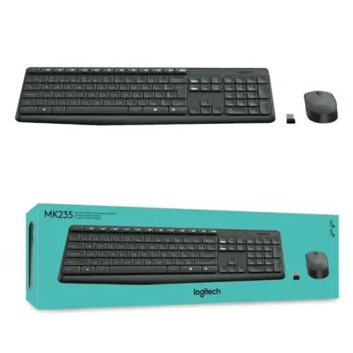 Combo Teclado e Mouse sem fio Logitech MK235 com Conexão USB, Pilhas Inclusas e Layout ABN