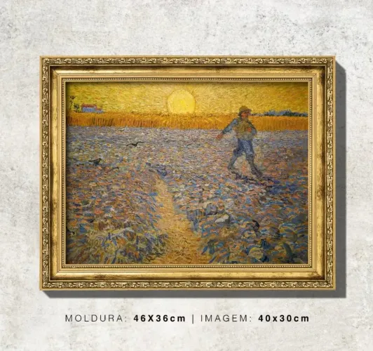Quadro O Semeador de Van Gogh com Moldura Dourada
