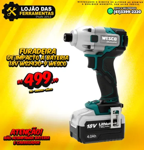 Furadeira de Impacto à Bateria 18v WS2420-9 Wesco