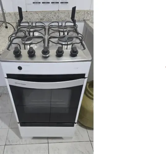 Fogão Brastemp Clean 4 Bocas Branco Mesa Inox