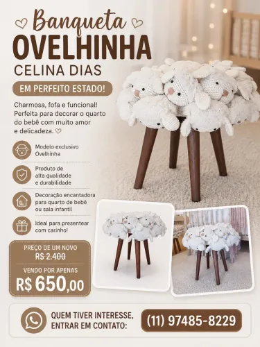 Banqueta Ovelinha Celina Dias