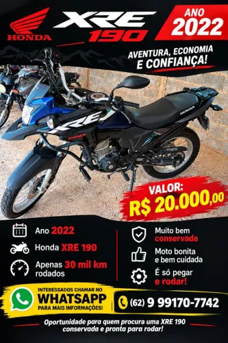 Honda XRE 190 ótimo estado de conservação. Particular