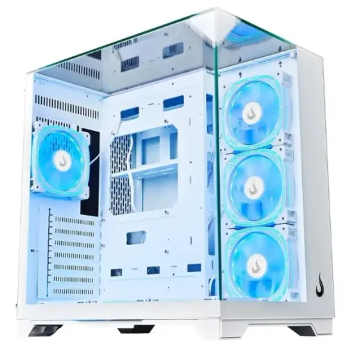 Gabinete Gamer Aquário Rise Mode Full Glass Vidro S/fan Exp Branco