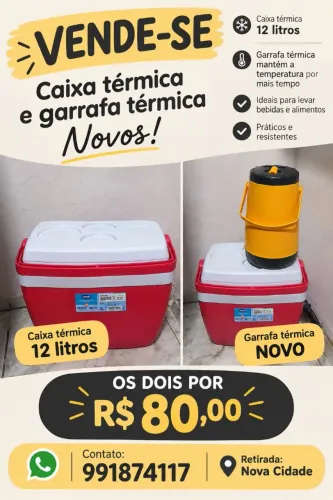 Caixa térmica e garrafa
