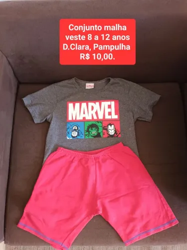 Roupas menino, blusa Marvel + short ou camisa polo