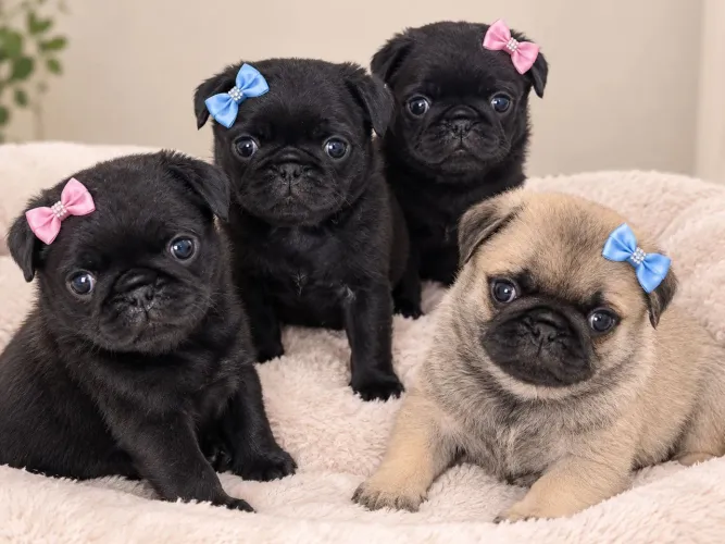 PUG mini macho e fêmea