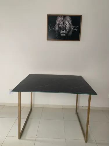 Mesa metalon com tampa de vidro