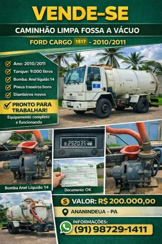 CAMINHÃO LIMPA FOSSA COMPLETO - PRONTO PARA TRABALHAR