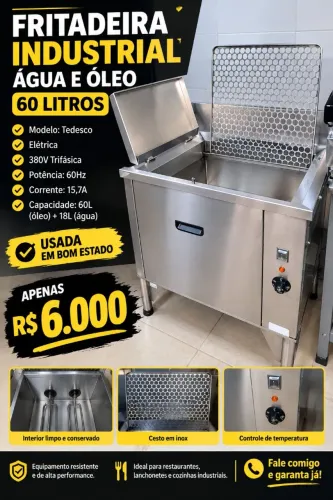 Fritadeira água e óleo 60l. Bom estado
