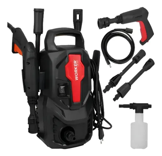 Lavadora De Alta Pressão Potente 1305lbs Kit Shampoo Worker Preto 60 Hz