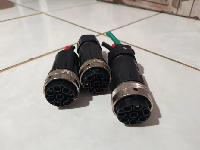 3 Conectores Industriais Burndy Macho 7 Vias com Cabo