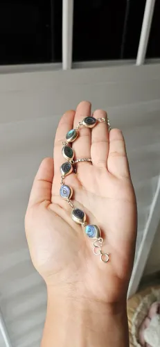 Pulseira de prata 925 com abalone e madri pérola