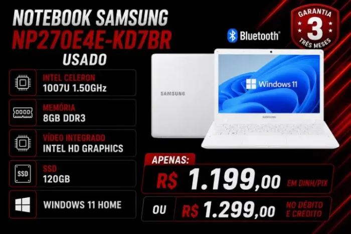 Samsung NP270E4E-KD7BR Revisado com garantia
