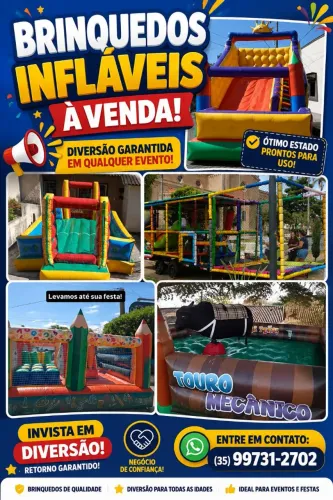 Brinquedos, infláveis, touro mecânico, carretinha kids.