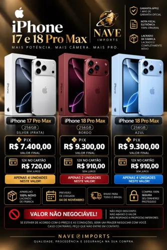 iPhone 17 pro Max e 18 pro Max na promoção lacrado 