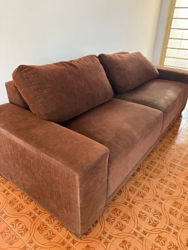 SOFÁ 3 LUGARES MARROM CHOCOLATE SUEDE 2,00M - RETIRA HOJE R$790| RIBEIRÃO PRETO