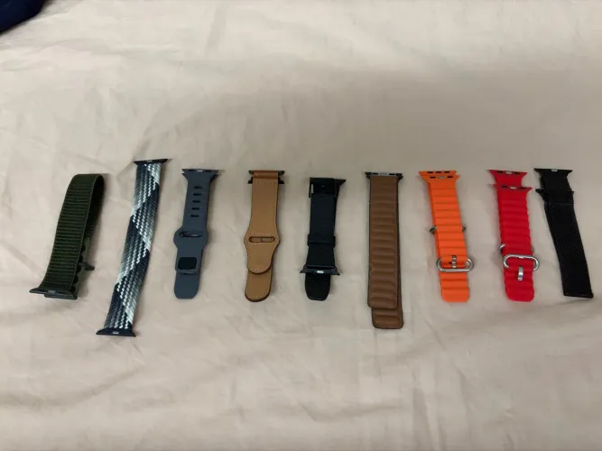 Kit com 9 pulseiras para Apple Watch 38mm 40mm 41mm couro borracha e tecido