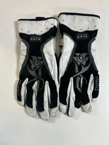 Luva Tutto Moto Feminina Couro Preta Branca Tam M Original
