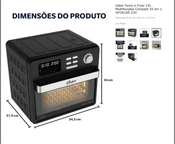 Oster Forno e Fryer 15L Multifunções Compact 10 em 1 OFOR160-220