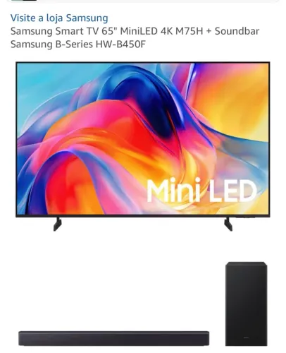 Samsung Smart TV 65" MiniLED 4K M75H + Soundbar Samsung B-Series HW-B450F