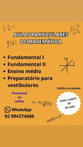 Professor particular, reforço escolar (matemática)