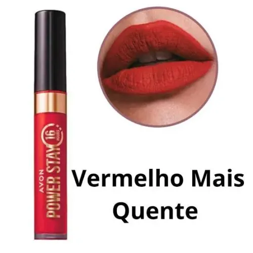 Batom Líquido Avon Power Stay 16hs " Vermelho Mais Quente  "