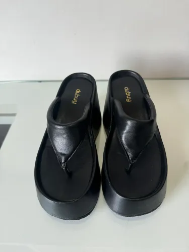 tamanco flat plataforma preto 35 dubuy