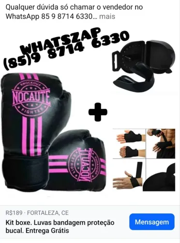 kit boxe Rosa. Lucas bandagem e proteção bucal. entrega grátis