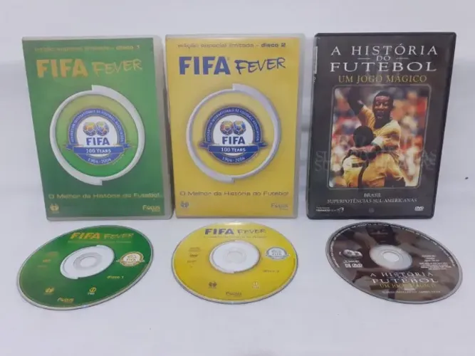 DVD´s A HISTÓRIA DO FUTEBOL - UM JOGO MÁGICO e FIFA FEVER vol. 1 e 2