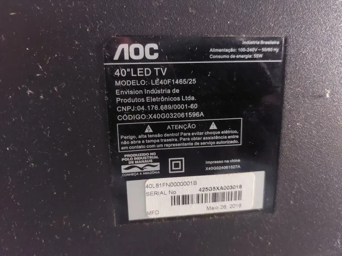 TV AOC 40" PARA CONSERTO / PEÇAS 