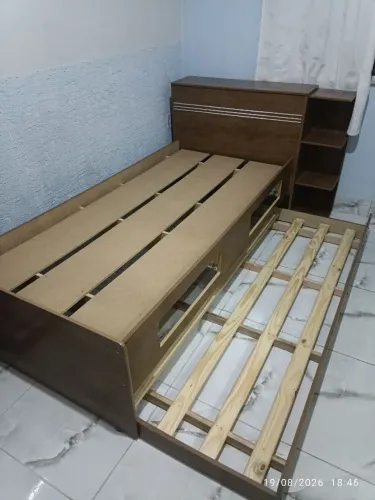 Bicama Solteiro com Baú, 2 Gavetas e Cama Auxiliar Jade Jequitiba Marrom Jequitibá